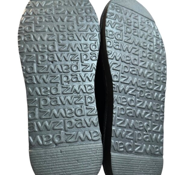 Pawz By Bearpaw Women's Sz 10 Black Suede & Faux Fur Ankle Boots With Ribbon Bow - Picture 4 of 7